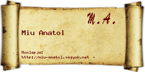 Miu Anatol névjegykártya